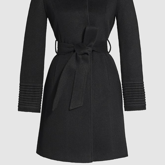 SENTALER BLACK ALPACA WOOL 3/4 CAR COAT - Picture 3 of 16